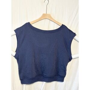 Anthropologie Maeve Navy Blue White Bow Muscle Tee Shirt Sz Large Soft Comfy Top